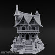 Spire-Crowned Timber-Framed Gothic Townhouse Miniature for Dungeons and Dragons, Pathfinder or other TTRPGs