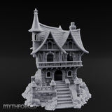 Spire-Crowned Timber-Framed Gothic Townhouse Miniature for Dungeons and Dragons, Pathfinder or other TTRPGs