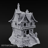 Spire-Crowned Timber-Framed Gothic Townhouse Miniature for Dungeons and Dragons, Pathfinder or other TTRPGs