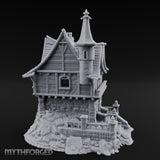 Spire-Crowned Timber-Framed Gothic Townhouse Miniature for Dungeons and Dragons, Pathfinder or other TTRPGs
