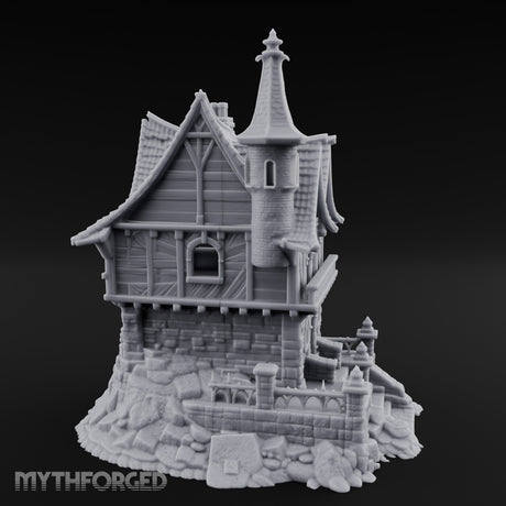 Spire-Crowned Timber-Framed Gothic Townhouse Miniature for Dungeons and Dragons, Pathfinder or other TTRPGs