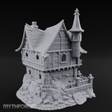 Spire-Crowned Timber-Framed Gothic Townhouse Miniature for Dungeons and Dragons, Pathfinder or other TTRPGs
