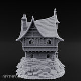 Spire-Crowned Timber-Framed Gothic Townhouse Miniature for Dungeons and Dragons, Pathfinder or other TTRPGs