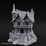 Spire-Crowned Timber-Framed Gothic Townhouse Miniature for Dungeons and Dragons, Pathfinder or other TTRPGs