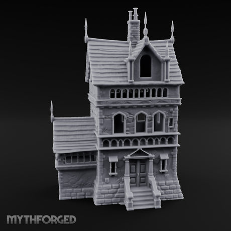 Spire-Tipped Arched-Colonnade Gothic Manor House Miniature for Dungeons and Dragons, Pathfinder or other TTRPGs
