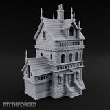 Spire-Tipped Arched-Colonnade Gothic Manor House Miniature for Dungeons and Dragons, Pathfinder or other TTRPGs