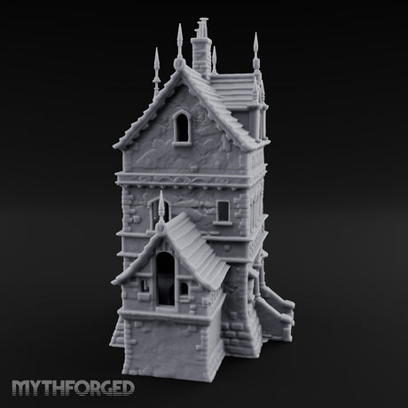 Spire-Tipped Arched-Colonnade Gothic Manor House Miniature for Dungeons and Dragons, Pathfinder or other TTRPGs