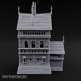 Spire-Tipped Arched-Colonnade Gothic Manor House Miniature for Dungeons and Dragons, Pathfinder or other TTRPGs