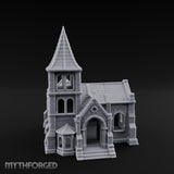 Spire-Topped Arch-Porched Gothic Stone Chapel Miniature for Dungeons and Dragons, Pathfinder or other TTRPGs