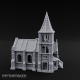Spire-Topped Arch-Porched Gothic Stone Chapel Miniature for Dungeons and Dragons, Pathfinder or other TTRPGs