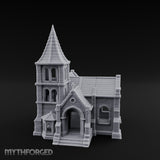 Spire-Topped Arch-Porched Gothic Stone Chapel Miniature for Dungeons and Dragons, Pathfinder or other TTRPGs