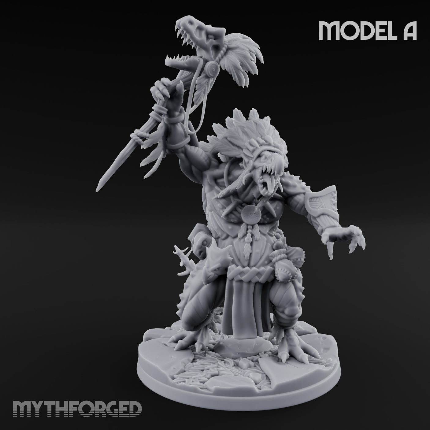 Spirit Channelling Lizardfolk Shaman A Miniature for Dungeons and Dragons, Pathfinder or other TTRPGs
