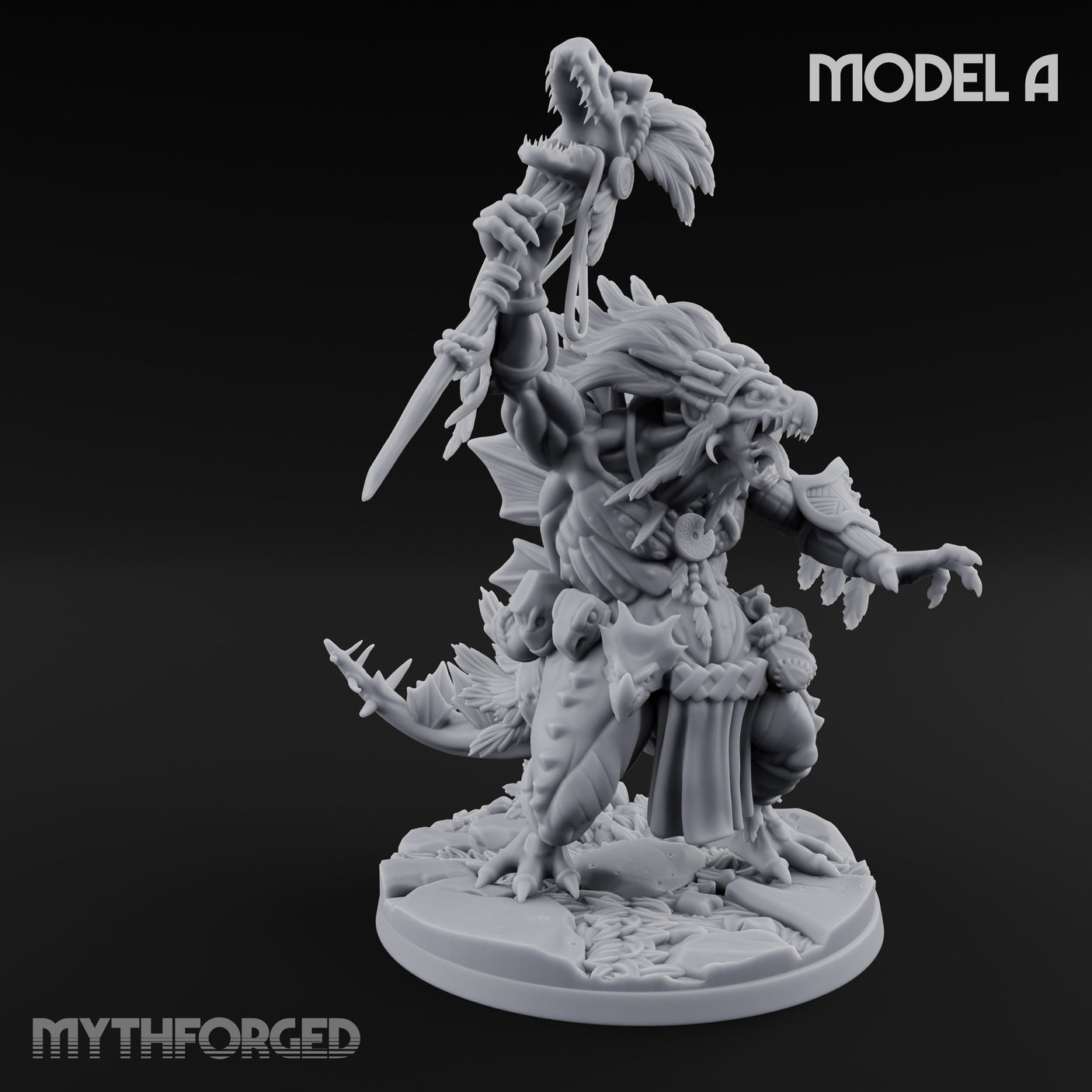 Spirit Channelling Lizardfolk Shaman A Miniature for Dungeons and Dragons, Pathfinder or other TTRPGs