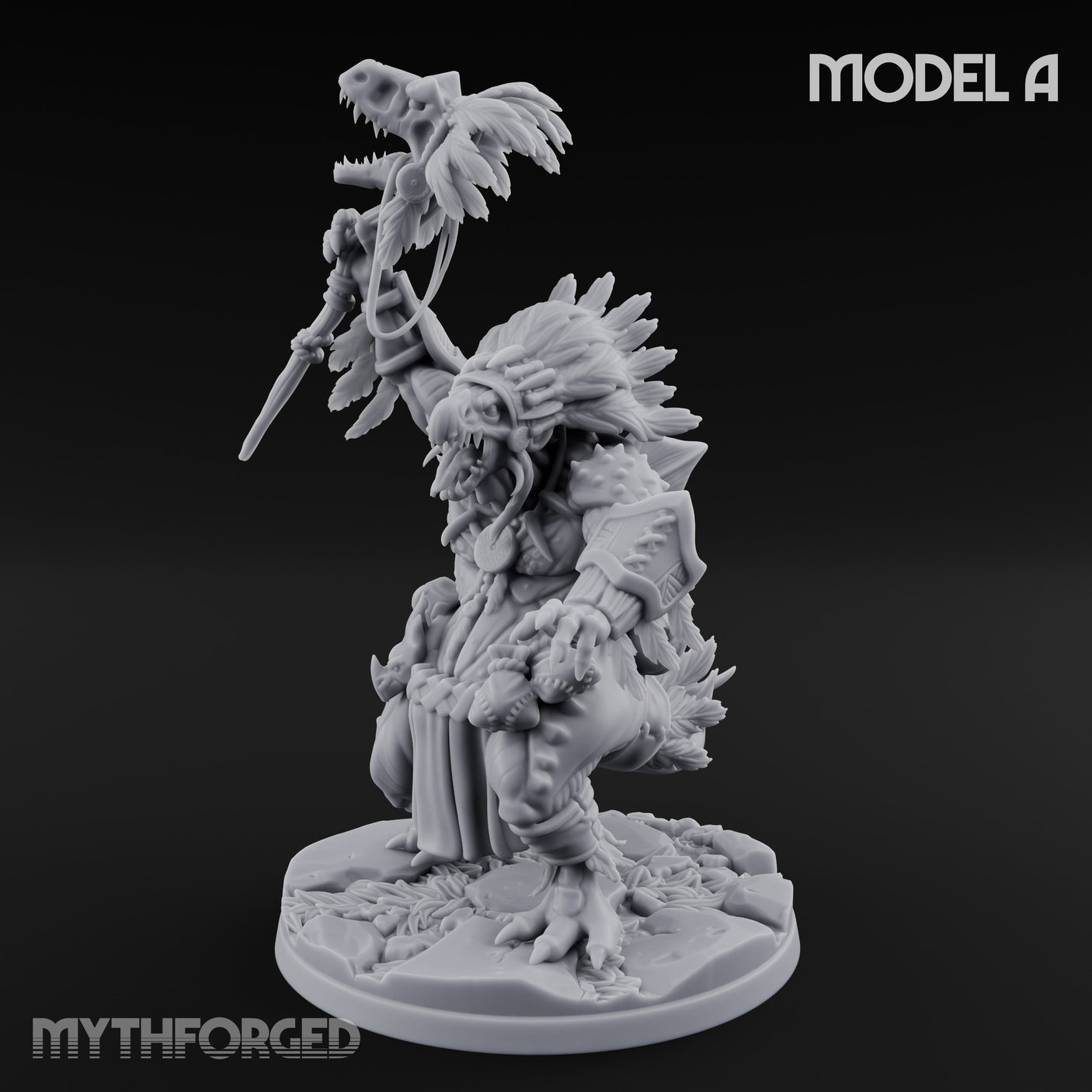 Spirit Channelling Lizardfolk Shaman A Miniature for Dungeons and Dragons, Pathfinder or other TTRPGs