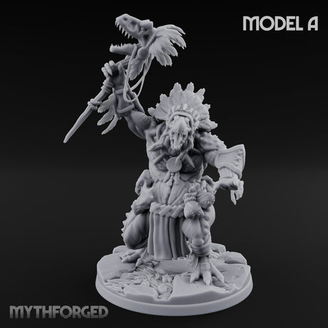 Spirit Channelling Lizardfolk Shaman A Miniature for Dungeons and Dragons, Pathfinder or other TTRPGs