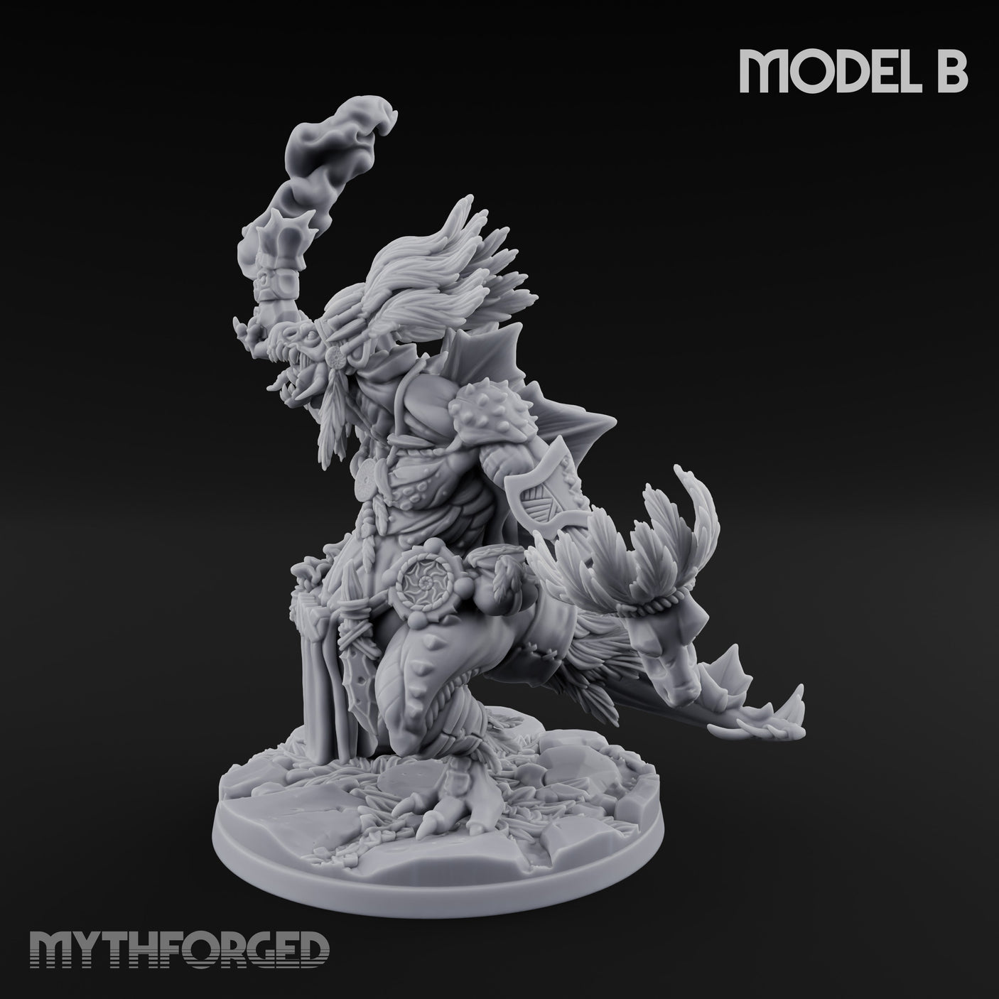 Spirit Channelling Lizardfolk Shaman B Miniature for Dungeons and Dragons, Pathfinder or other TTRPGs