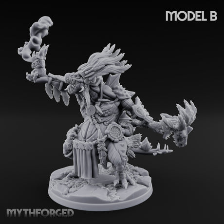 Spirit Channelling Lizardfolk Shaman B Miniature for Dungeons and Dragons, Pathfinder or other TTRPGs