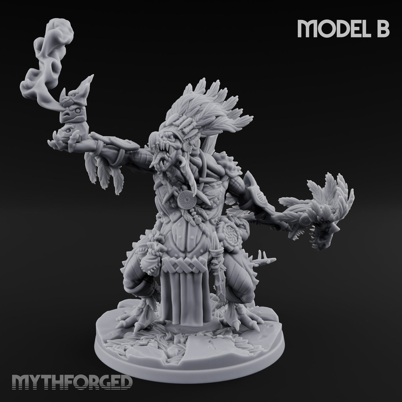 Spirit Channelling Lizardfolk Shaman B Miniature for Dungeons and Dragons, Pathfinder or other TTRPGs