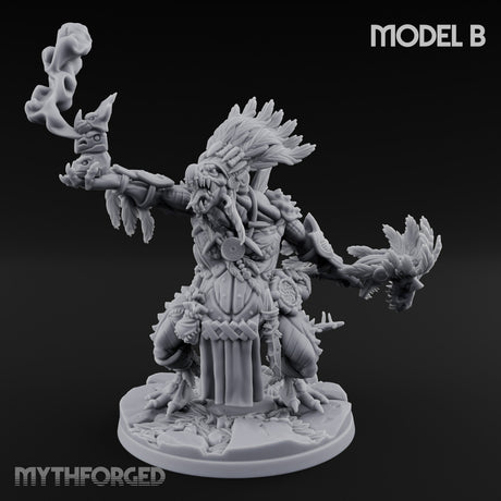 Spirit Channelling Lizardfolk Shaman B Miniature for Dungeons and Dragons, Pathfinder or other TTRPGs