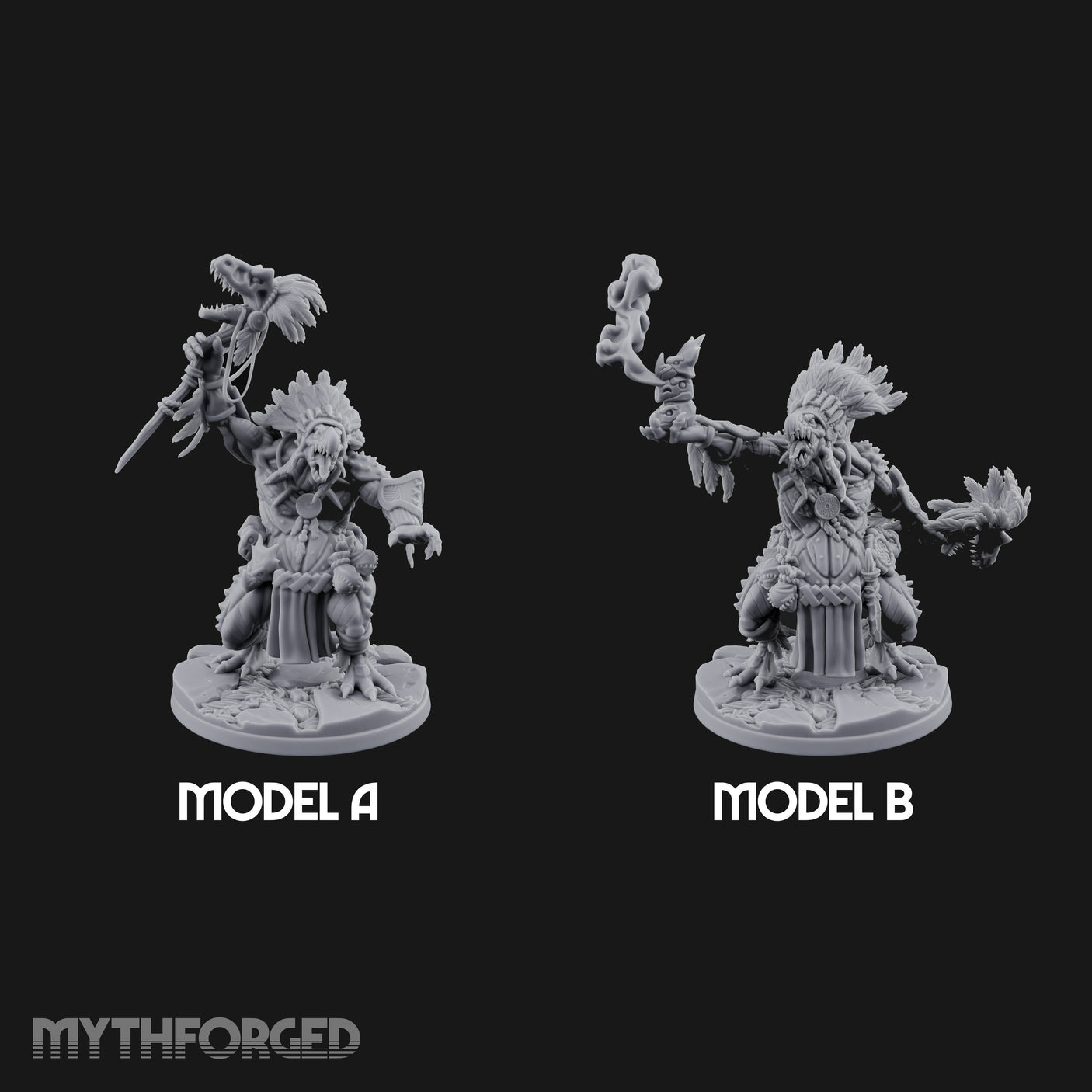 Spirit Channelling Lizardfolk Shamans Miniature for Dungeons and Dragons, Pathfinder or other TTRPGs