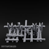 Splinter-Tipped Lash-Bound Swamp Palisade Fence Sections Miniature for Dungeons and Dragons, Pathfinder or other TTRPGs