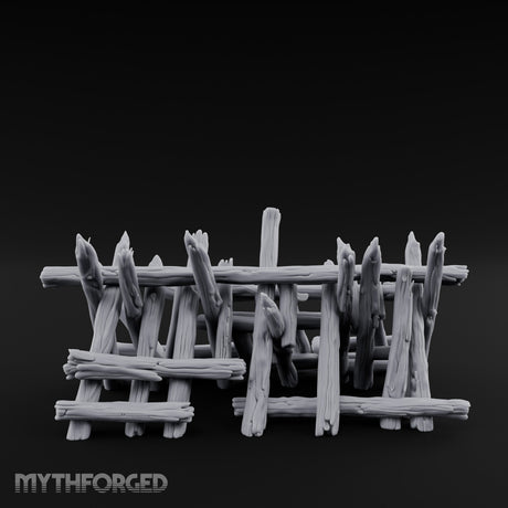 Splinter-Tipped Lash-Bound Swamp Palisade Fence Sections Miniature for Dungeons and Dragons, Pathfinder or other TTRPGs