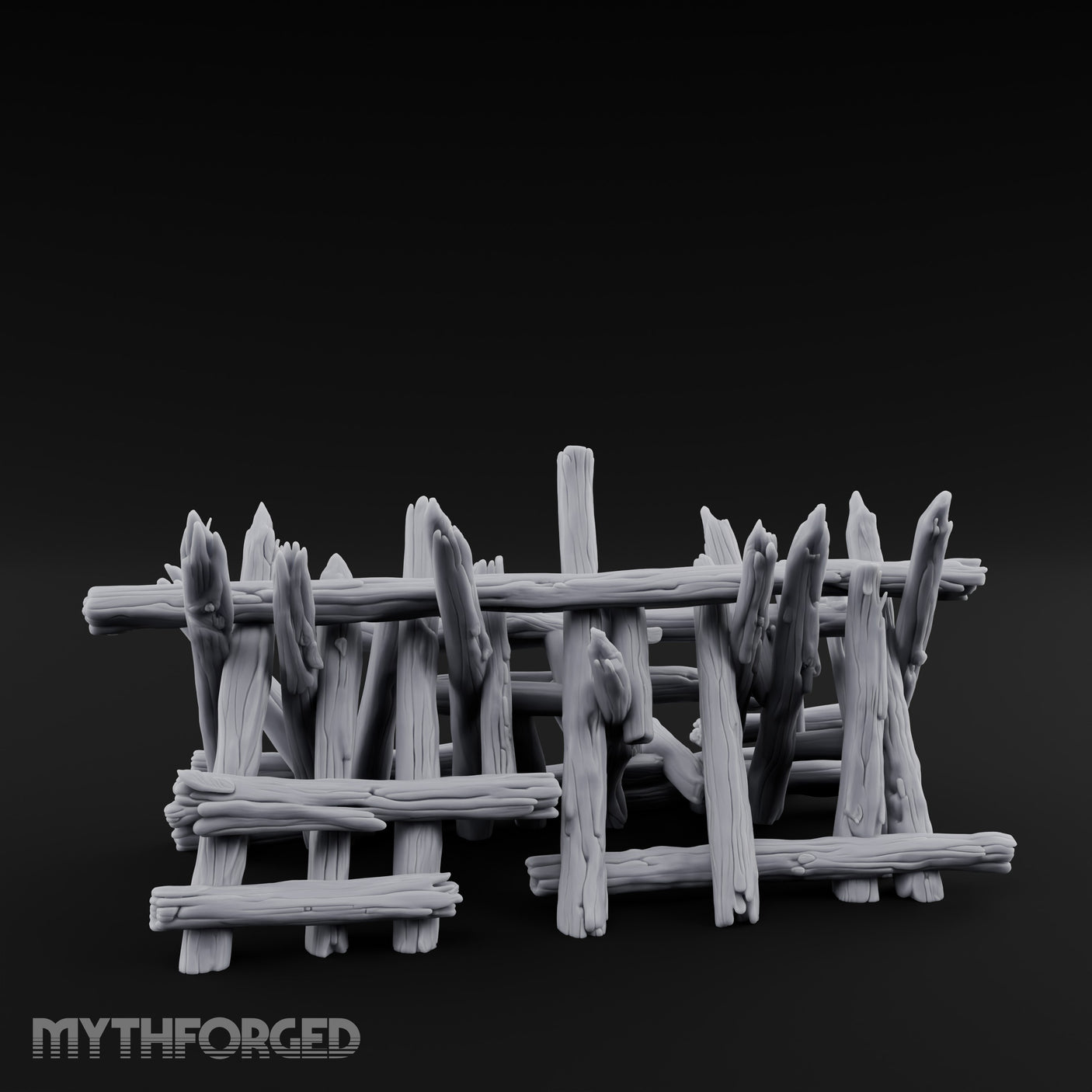 Splinter-Tipped Lash-Bound Swamp Palisade Fence Sections Miniature for Dungeons and Dragons, Pathfinder or other TTRPGs