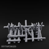 Splinter-Tipped Lash-Bound Swamp Palisade Fence Sections Miniature for Dungeons and Dragons, Pathfinder or other TTRPGs