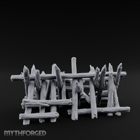 Splinter-Tipped Lash-Bound Swamp Palisade Fence Sections Miniature for Dungeons and Dragons, Pathfinder or other TTRPGs