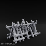Splinter-Tipped Lash-Bound Swamp Palisade Fence Sections Miniature for Dungeons and Dragons, Pathfinder or other TTRPGs