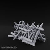 Splinter-Tipped Lash-Bound Swamp Palisade Fence Sections Miniature for Dungeons and Dragons, Pathfinder or other TTRPGs