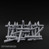Splinter-Tipped Lash-Bound Swamp Palisade Fence Sections Miniature for Dungeons and Dragons, Pathfinder or other TTRPGs