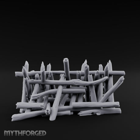 Splinter-Tipped Lash-Bound Swamp Palisade Fence Sections Miniature for Dungeons and Dragons, Pathfinder or other TTRPGs