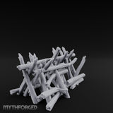Splinter-Tipped Lash-Bound Swamp Palisade Fence Sections Miniature for Dungeons and Dragons, Pathfinder or other TTRPGs