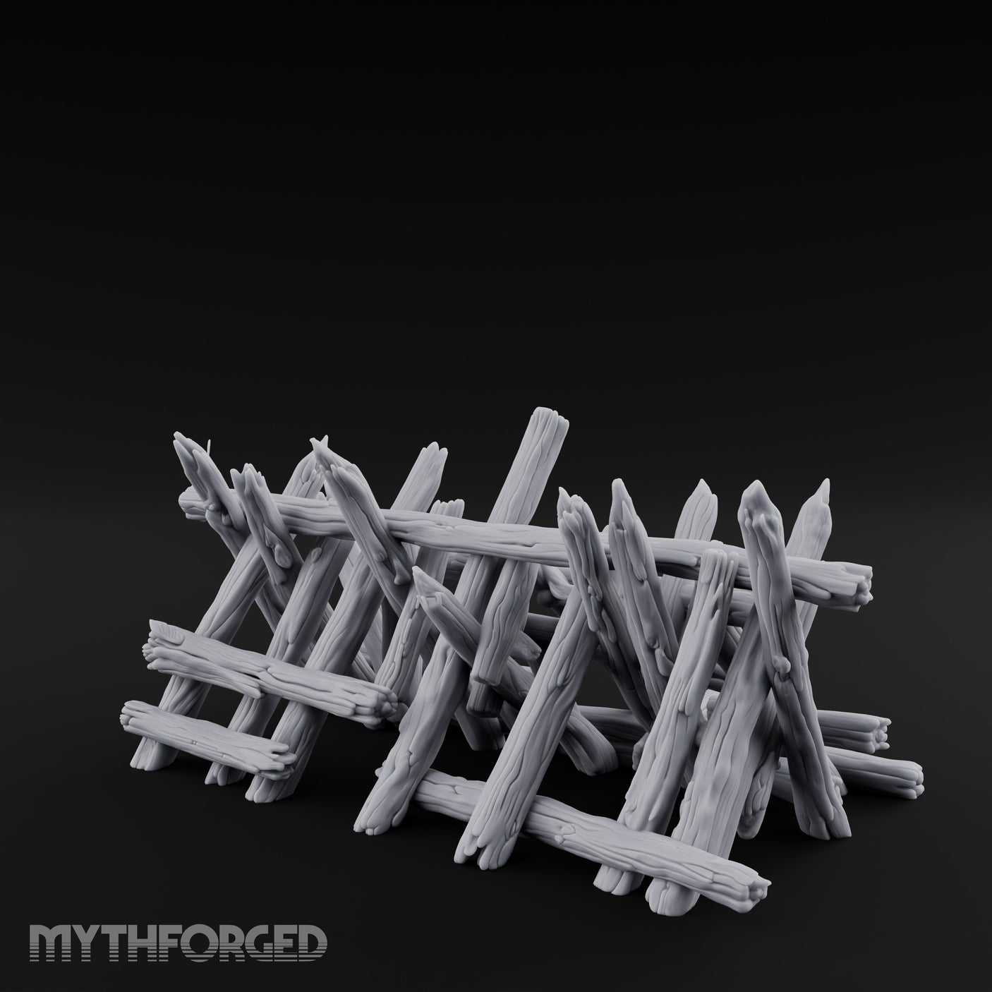 Splinter-Tipped Lash-Bound Swamp Palisade Fence Sections Miniature for Dungeons and Dragons, Pathfinder or other TTRPGs