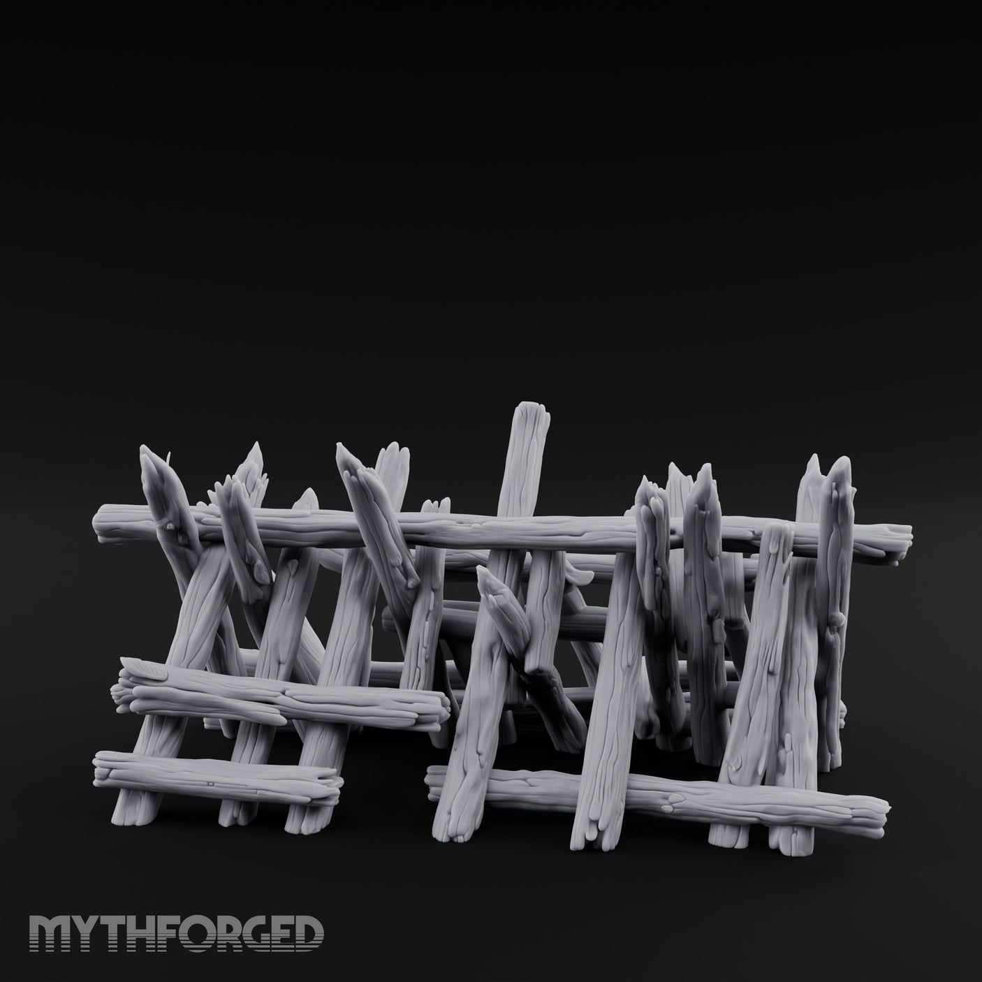 Splinter-Tipped Lash-Bound Swamp Palisade Fence Sections Miniature for Dungeons and Dragons, Pathfinder or other TTRPGs