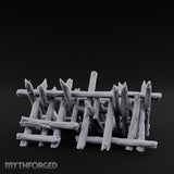 Splinter-Tipped Lash-Bound Swamp Palisade Fence Sections Miniature for Dungeons and Dragons, Pathfinder or other TTRPGs