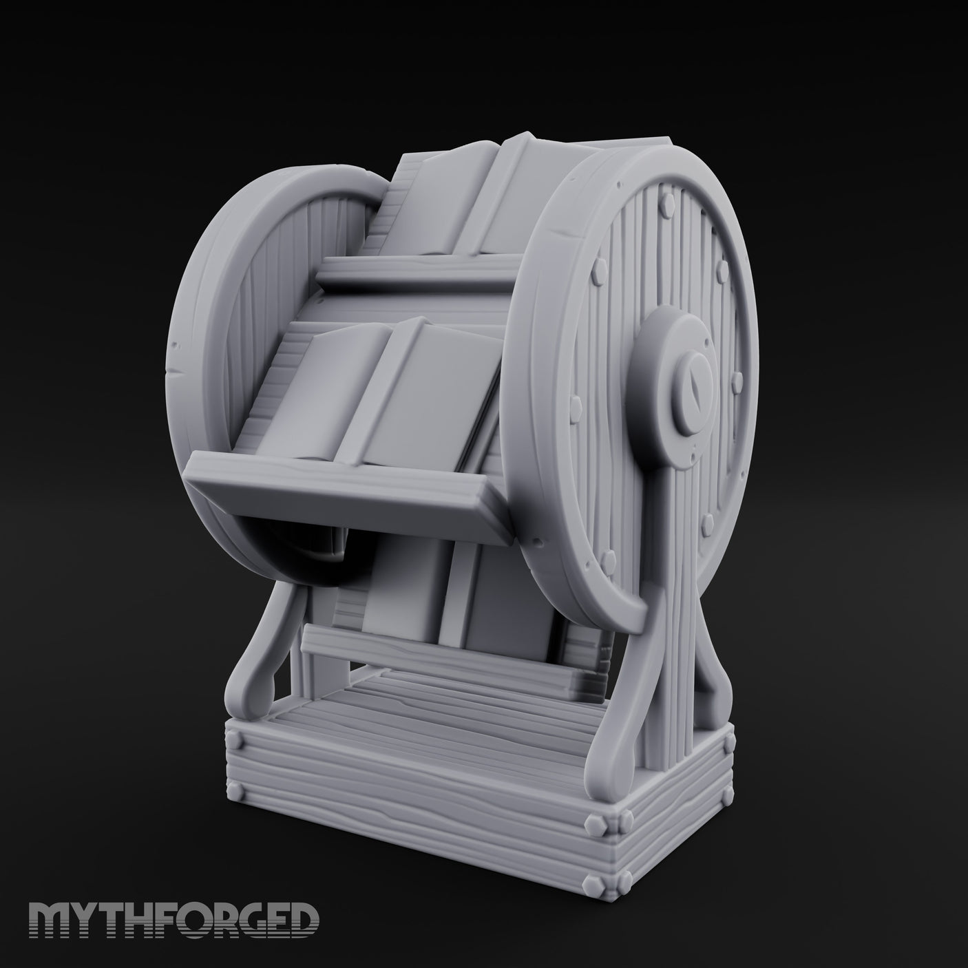 Spoke-Wheeled Tome-Tiered Scholar's Book Wheel Miniature for Dungeons and Dragons, Pathfinder or other TTRPGs