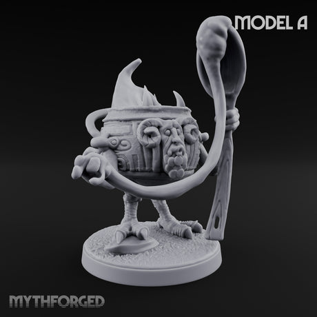 Spoon Wielding Mimic Cauldron A Miniature for Dungeons and Dragons, Pathfinder or other TTRPGs