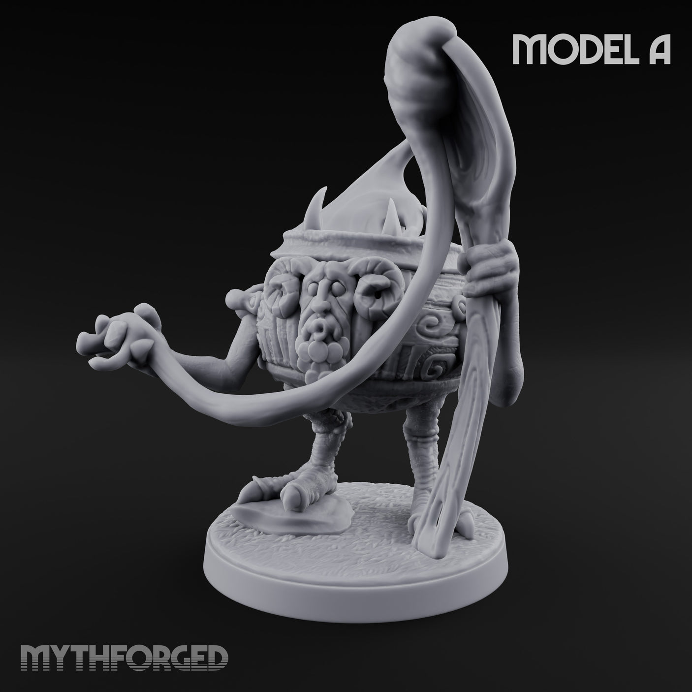 Spoon Wielding Mimic Cauldron A Miniature for Dungeons and Dragons, Pathfinder or other TTRPGs