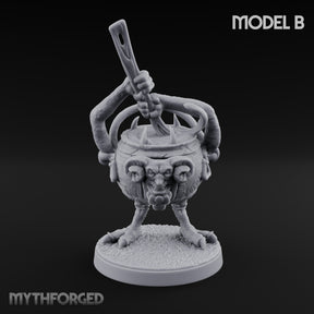 Spoon Wielding Mimic Cauldron B Miniature for Dungeons and Dragons, Pathfinder or other TTRPGs