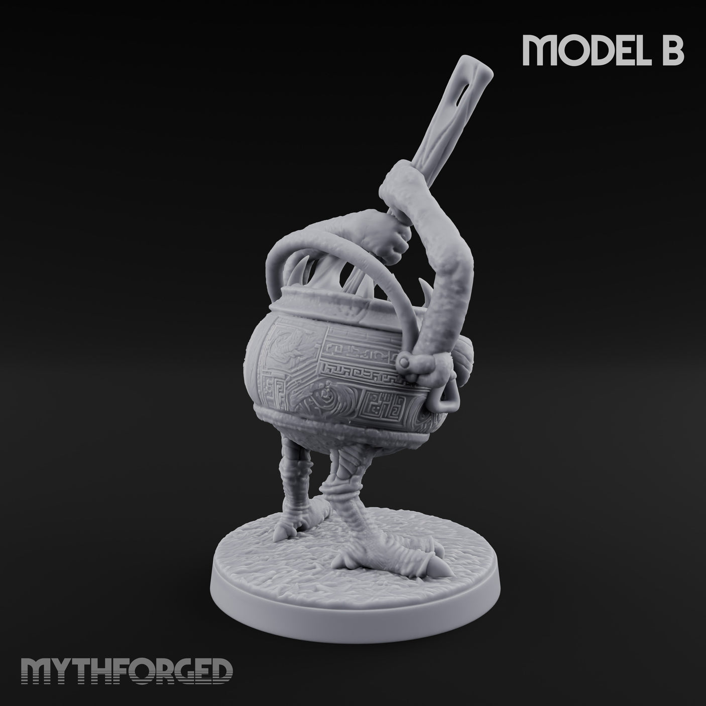 Spoon Wielding Mimic Cauldron B Miniature for Dungeons and Dragons, Pathfinder or other TTRPGs