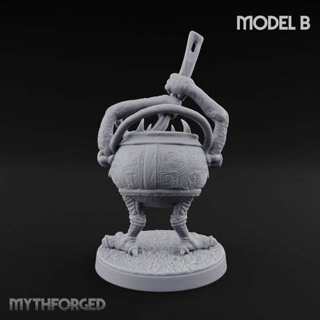 Spoon Wielding Mimic Cauldron B Miniature for Dungeons and Dragons, Pathfinder or other TTRPGs