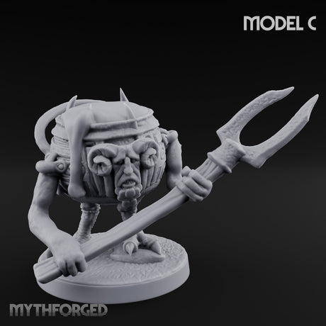 Spoon Wielding Mimic Cauldron C Miniature for Dungeons and Dragons, Pathfinder or other TTRPGs