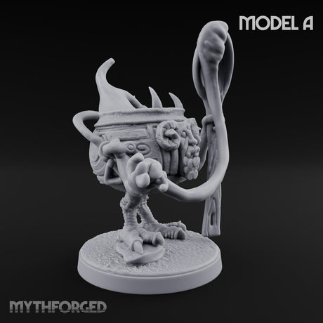 Spoon Wielding Mimic Cauldrons Miniature for Dungeons and Dragons, Pathfinder or other TTRPGs