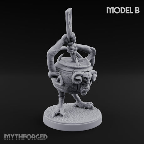 Spoon Wielding Mimic Cauldrons Miniature for Dungeons and Dragons, Pathfinder or other TTRPGs