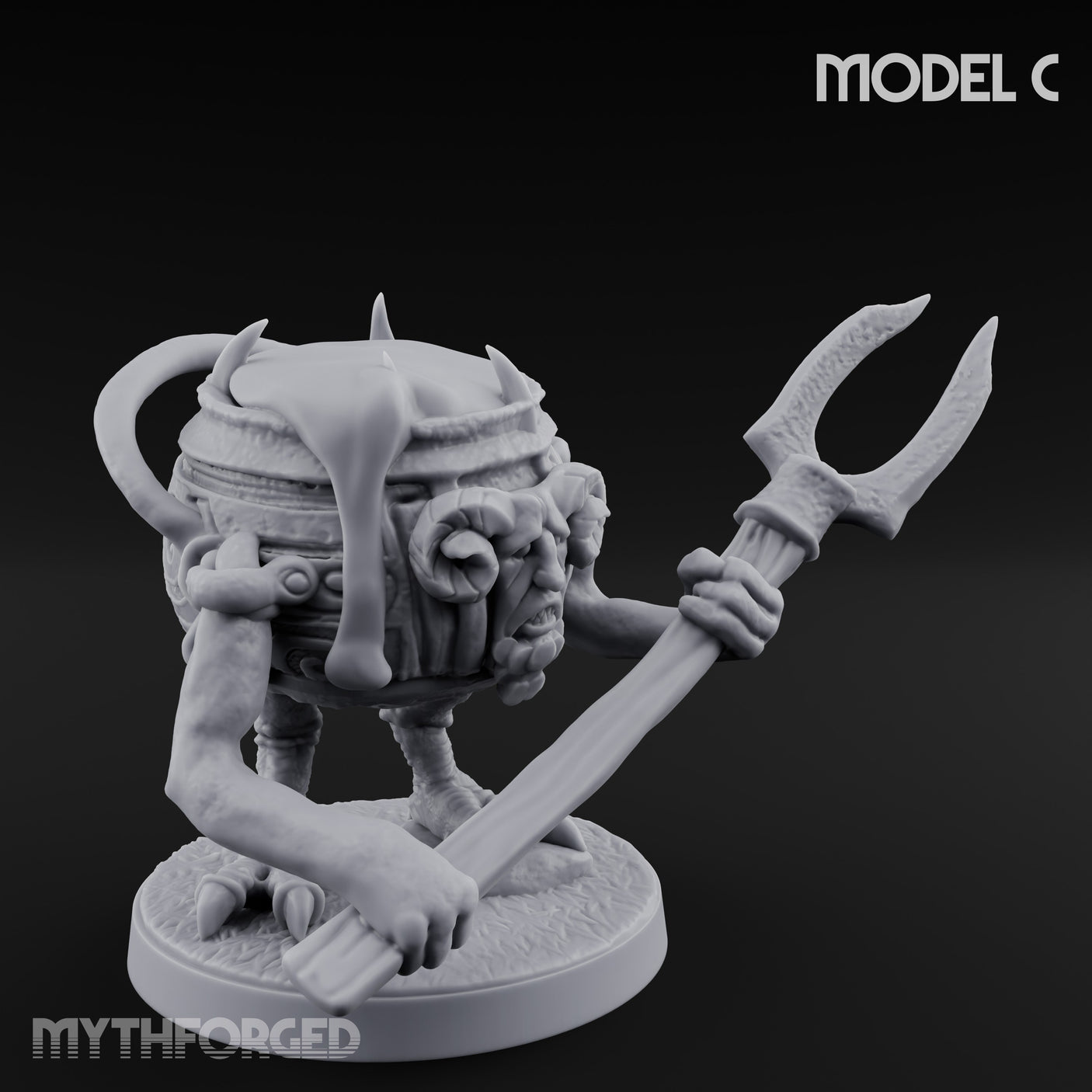 Spoon Wielding Mimic Cauldrons Miniature for Dungeons and Dragons, Pathfinder or other TTRPGs