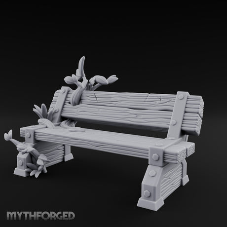 Sprout-Split Bolt-Planked Garden Park Bench Miniature for Dungeons and Dragons, Pathfinder or other TTRPGs