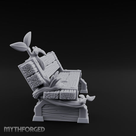 Sprout-Split Bolt-Planked Garden Park Bench Miniature for Dungeons and Dragons, Pathfinder or other TTRPGs