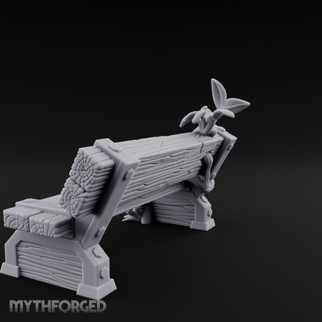 Sprout-Split Bolt-Planked Garden Park Bench Miniature for Dungeons and Dragons, Pathfinder or other TTRPGs